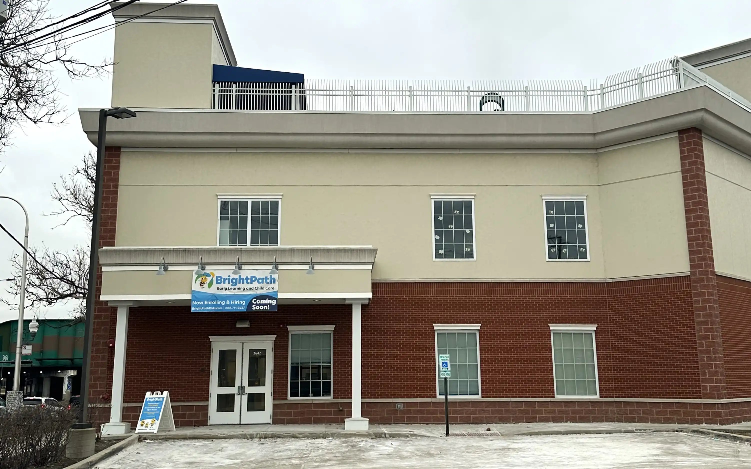 Exterior of the new BrightPath Child Care Center in Maynard, located at Maynard Crossing Plaza on Route 27, a daycare and child care near me.