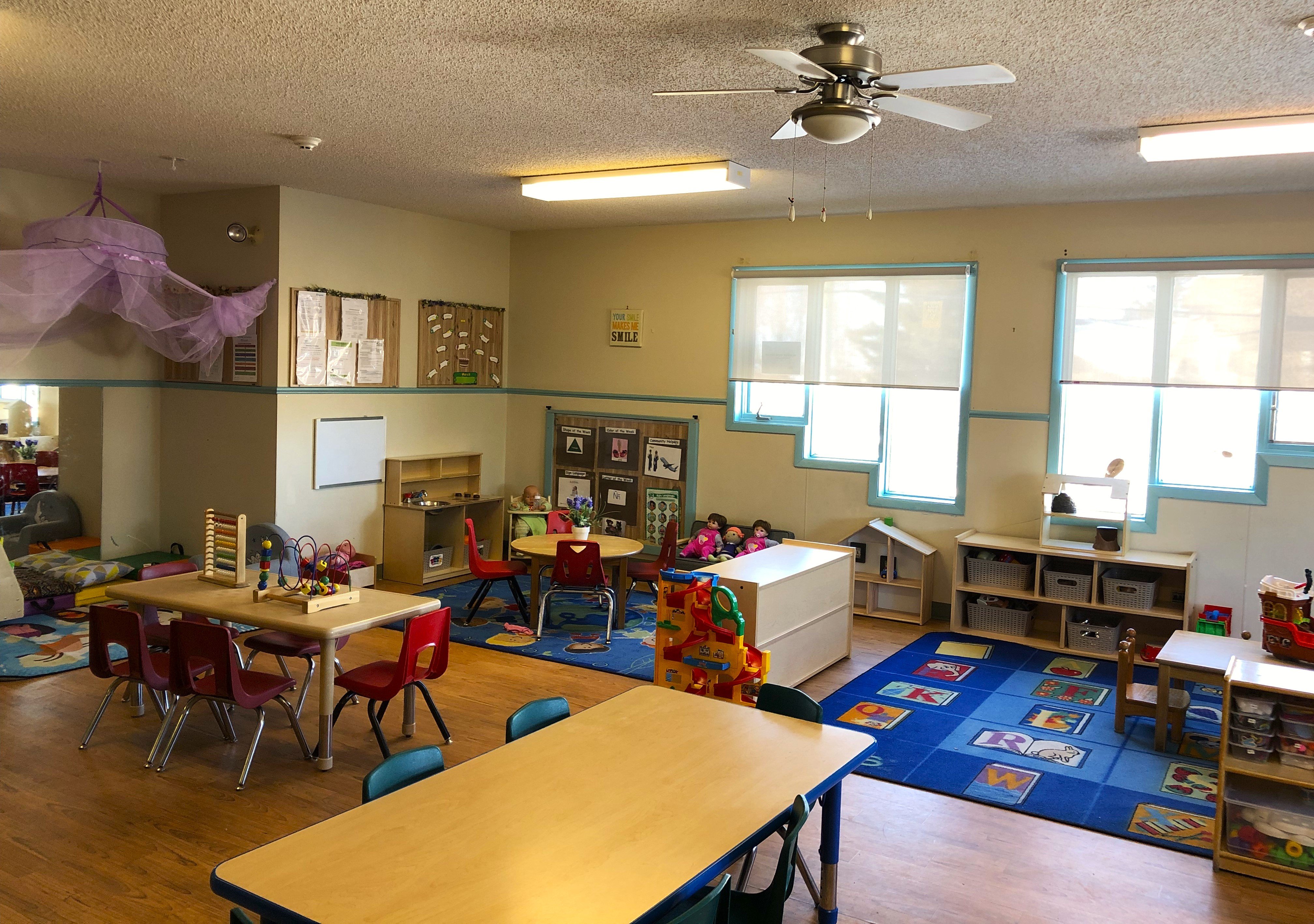 Spacious and well-lit classroom at BrightPath Falconridge Child Care in Alberta.