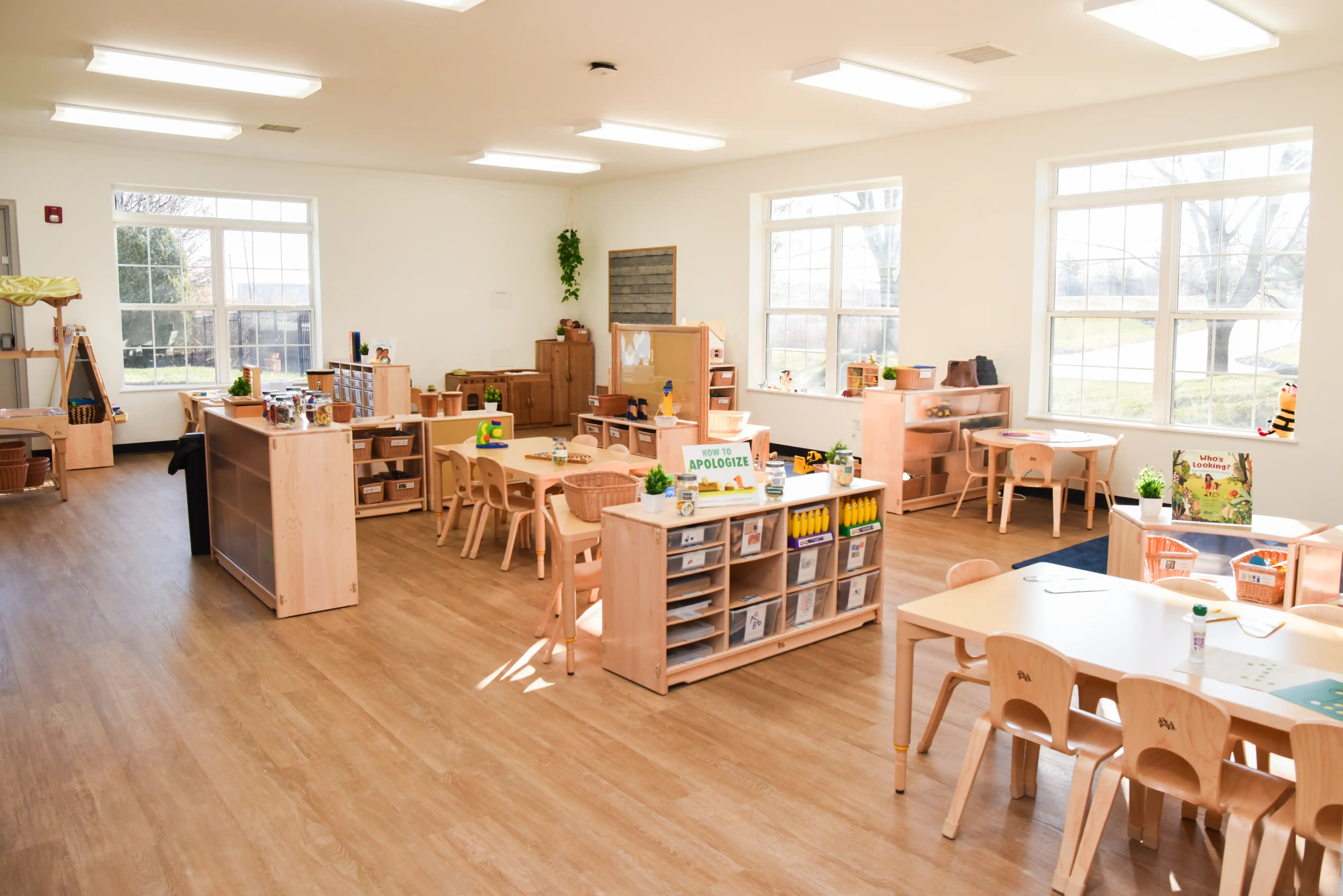 A cozy reading nook inside BrightPath Child Care Center, illustrating the center's commitment to cognitive development.