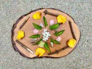 A fun spring craft for kids to create a beautiful nature mandala