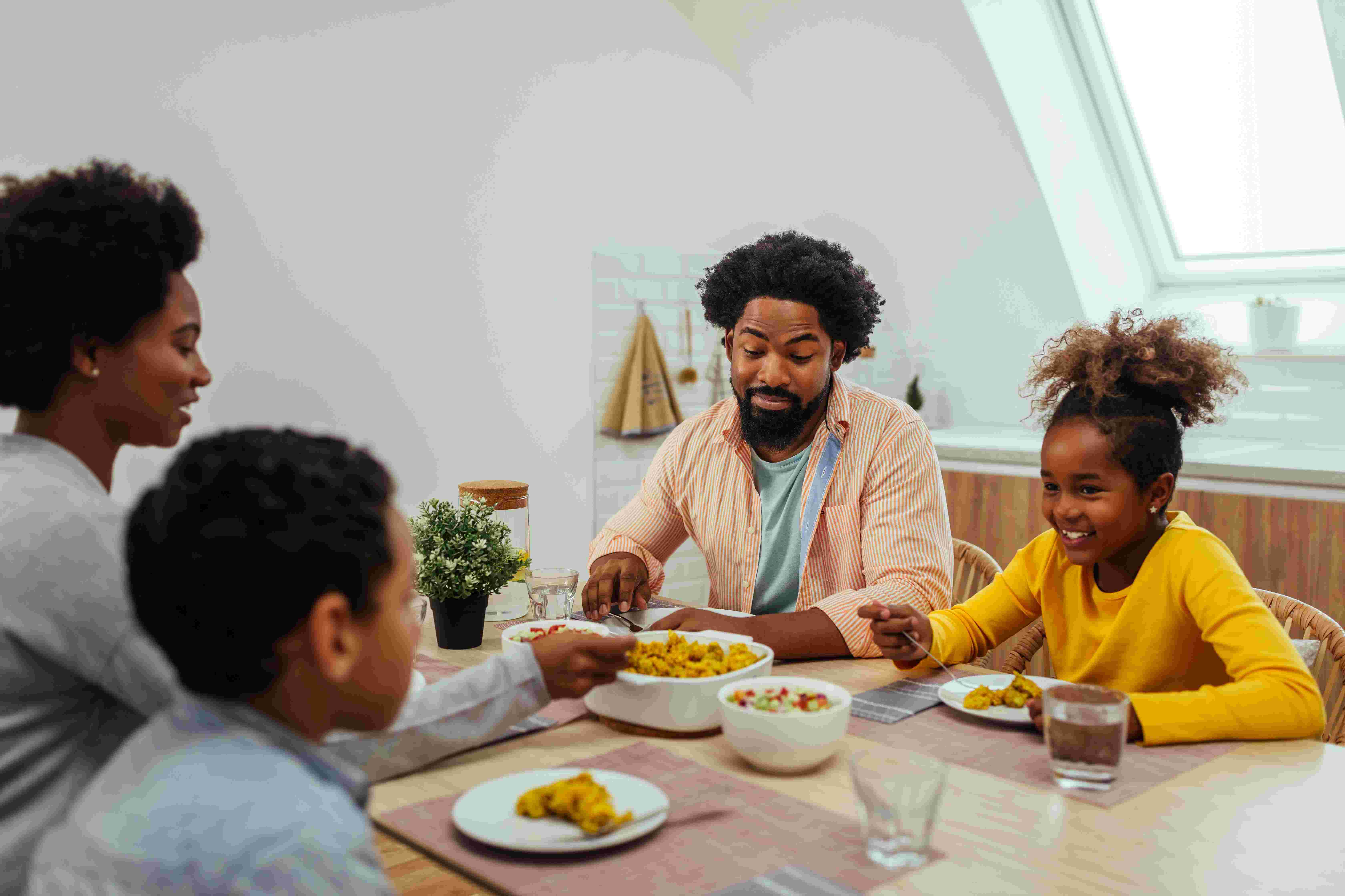 family having dinner together